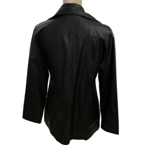 Wet Seal Faux Leather Jacket Lined 5 Button Front Closure Black Size M - Picture 4 of 6